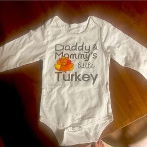 12 month thanksgiving onesie Little Turkey